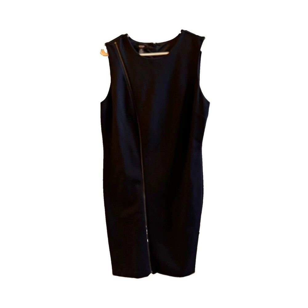 Alfani Black White Geometric Zipper Accent Dress Sleeveless Lined Petite 12P